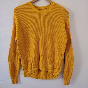 Yellow long sleeve crew neck knit sweater